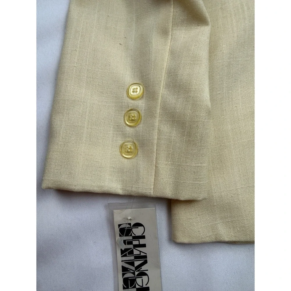Changing Scene Womens Blazer Size 16‎ Cream Linen Blend Vintage